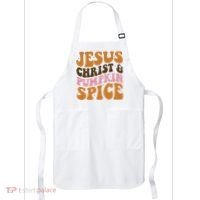 Jesus Christ And Pumpkin Spice Retro Groovy Christianity Apron thumb 0