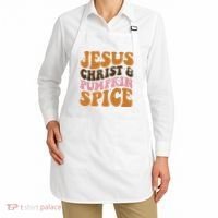 Jesus Christ And Pumpkin Spice Retro Groovy Christianity Apron thumb 2