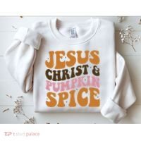 Jesus Christ And Pumpkin Spice Retro Groovy Christianity Sweatshirt thumb 2