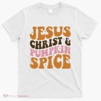 Jesus Christ And Pumpkin Spice Retro Groovy Christianity T-Shirt thumb 0