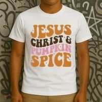 Jesus Christ And Pumpkin Spice Retro Groovy Christianity T-Shirt thumb 3