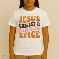 Jesus Christ And Pumpkin Spice Retro Groovy Christianity T-Shirt thumb 4