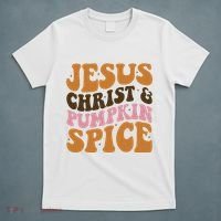 Jesus Christ And Pumpkin Spice Retro Groovy Christianity T-Shirt thumb 5