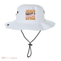 Jesus Christ And Pumpkin Spice Retro Groovy Christianity Bucket Hat thumb 0
