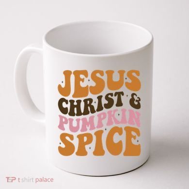 Jesus Christ And Pumpkin Spice Retro Groovy Christianity Coffee Mug