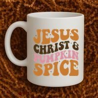 Jesus Christ And Pumpkin Spice Retro Groovy Christianity Coffee Mug thumb 2