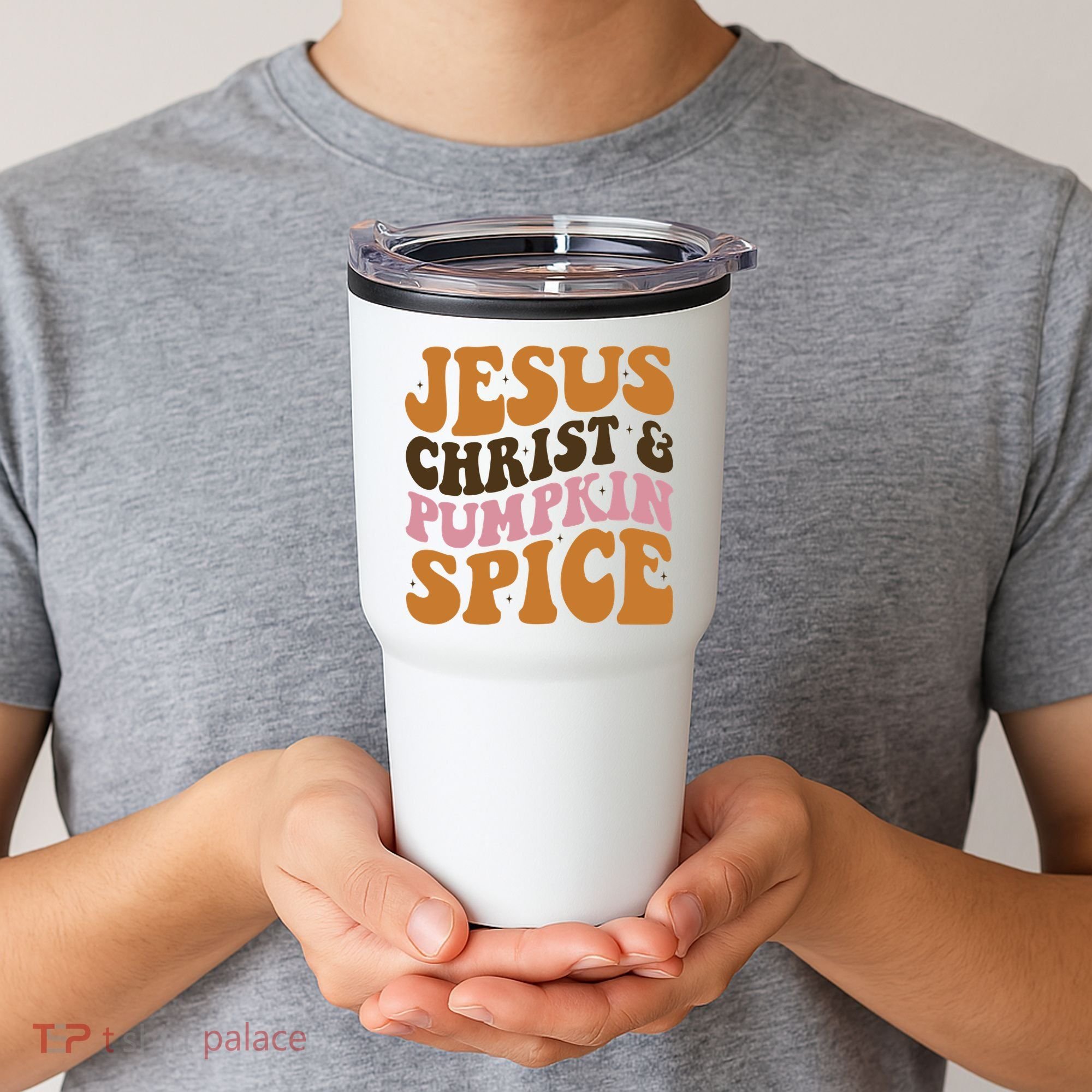 Jesus Christ And Pumpkin Spice Retro Groovy Christianity Tumbler
