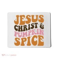 Jesus Christ And Pumpkin Spice Retro Groovy Christianity Mousepad thumb 0