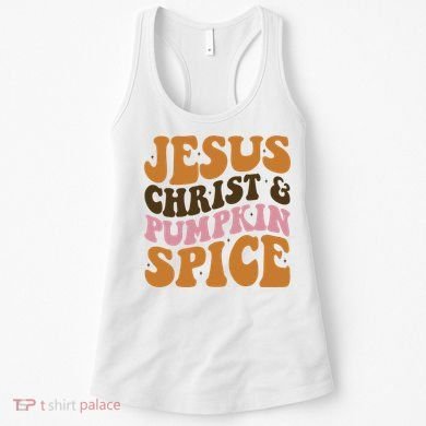 Jesus Christ And Pumpkin Spice Retro Groovy Christianity Women's Tank Top
