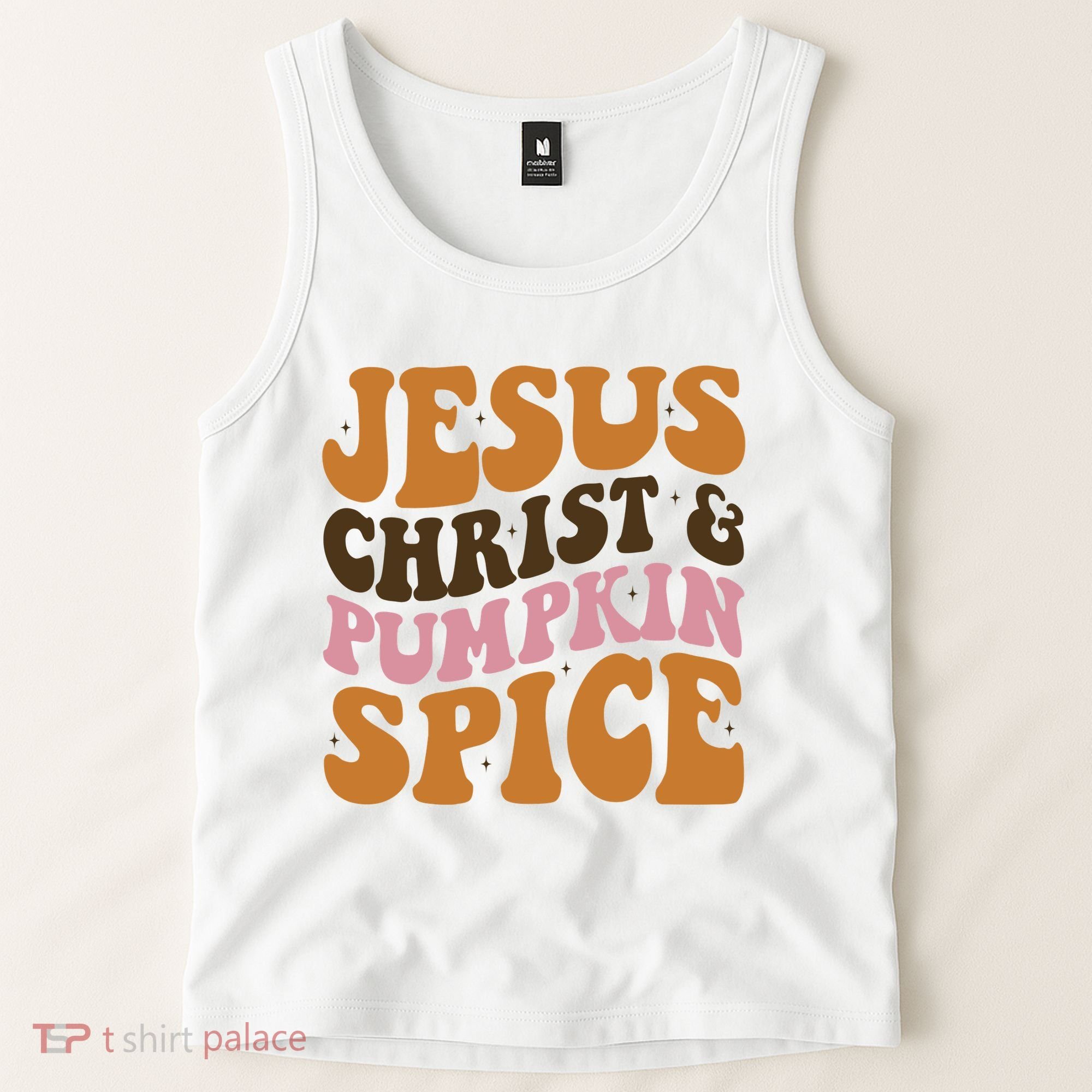 Jesus Christ And Pumpkin Spice Retro Groovy Christianity Tank Top