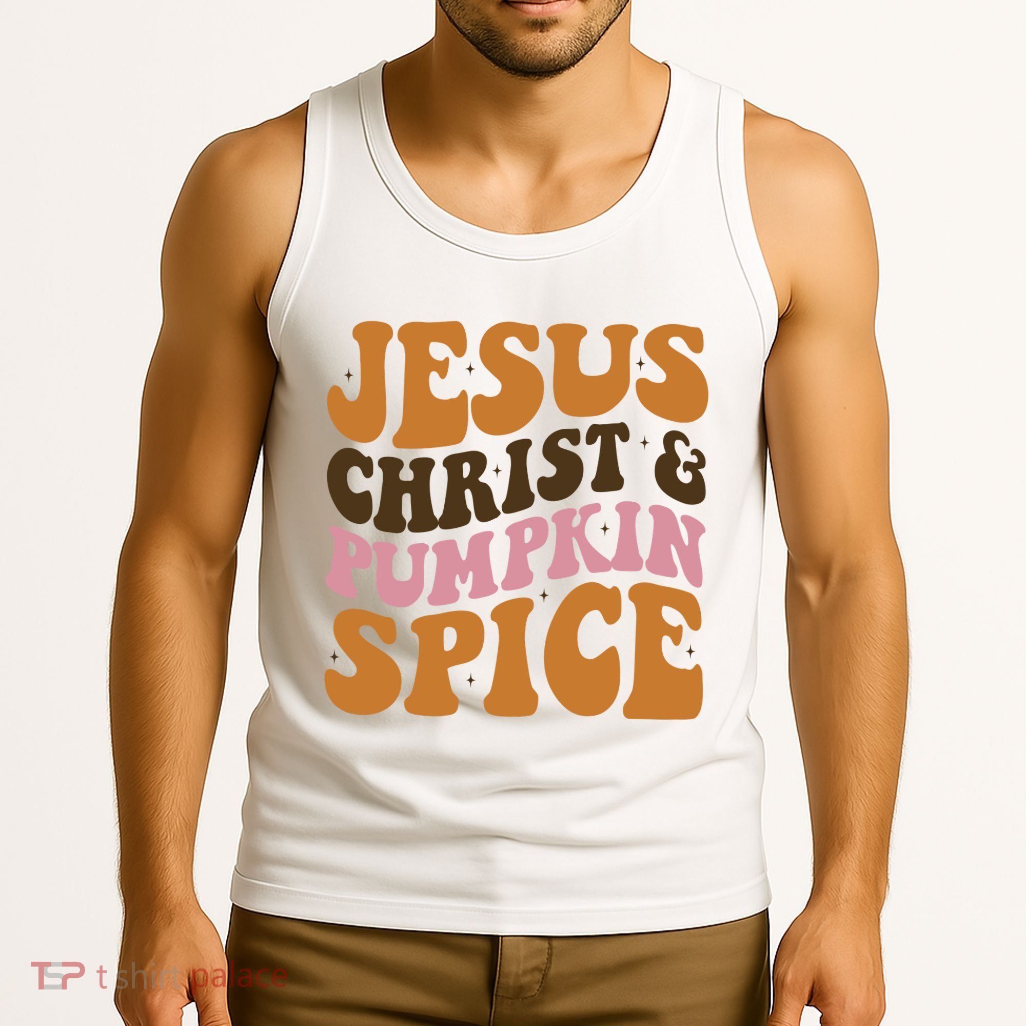 Jesus Christ And Pumpkin Spice Retro Groovy Christianity Tank Top