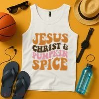 Jesus Christ And Pumpkin Spice Retro Groovy Christianity Tank Top thumb 4