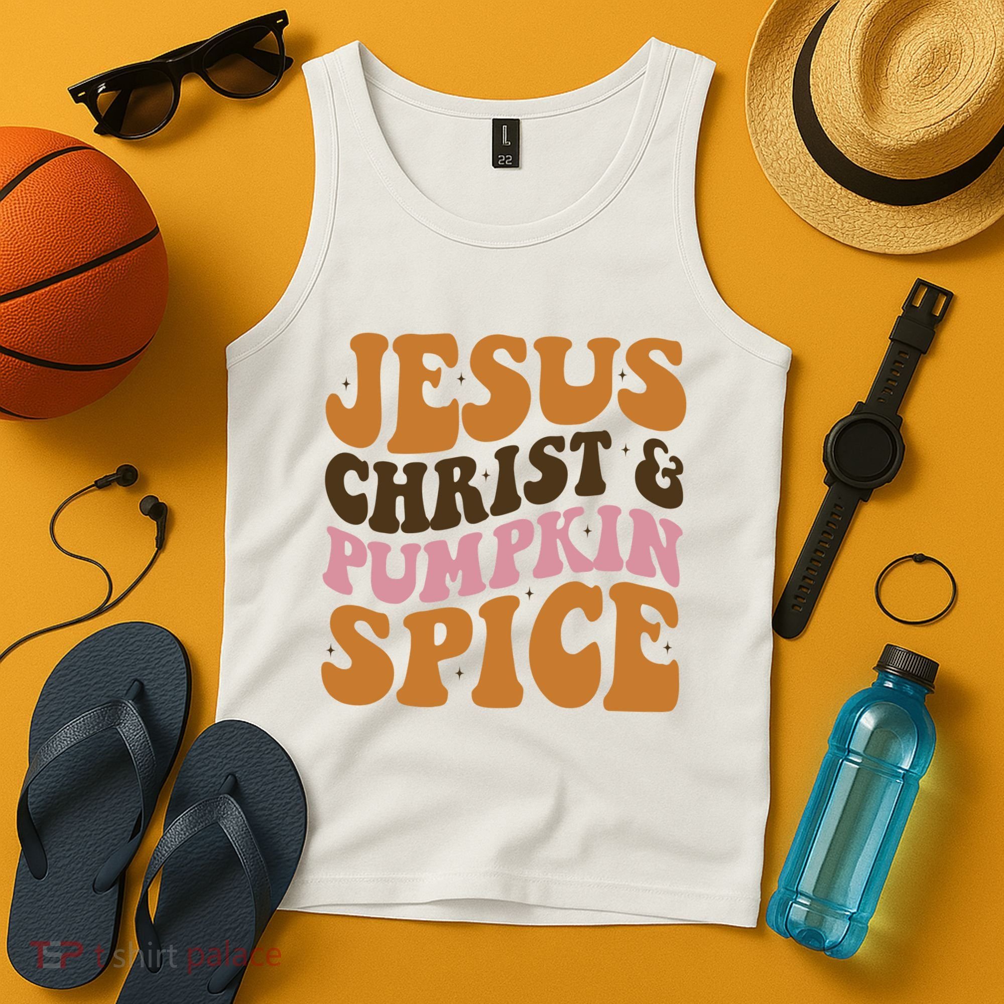Jesus Christ And Pumpkin Spice Retro Groovy Christianity Tank Top