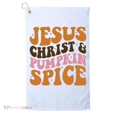 Jesus Christ And Pumpkin Spice Retro Groovy Christianity Golf Towel