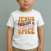Jesus Christ And Pumpkin Spice Retro Groovy Christianity Toddler T-Shirt thumb 2