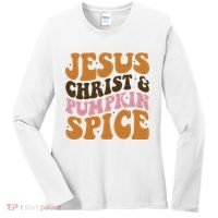 Jesus Christ And Pumpkin Spice Retro Groovy Christianity Women's Long Sleeve Shirt thumb 0
