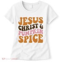 Jesus Christ And Pumpkin Spice Retro Groovy Christianity Women's T-Shirt thumb 0