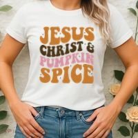 Jesus Christ And Pumpkin Spice Retro Groovy Christianity Women's T-Shirt thumb 2