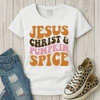Jesus Christ And Pumpkin Spice Retro Groovy Christianity Women's T-Shirt thumb 3