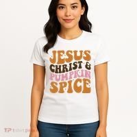 Jesus Christ And Pumpkin Spice Retro Groovy Christianity Women's T-Shirt thumb 4