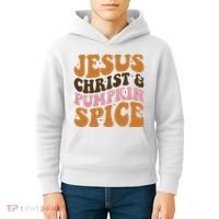 Jesus Christ And Pumpkin Spice Retro Groovy Christianity Kids Hoodie thumb 4
