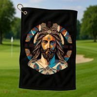 Jesus Christ Art Golf Towel thumb 1