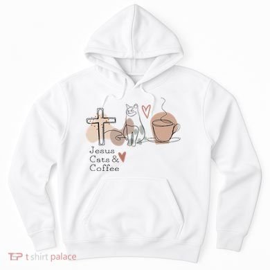 Jesus Cats And Coffee Minimalist Design Hoodie
