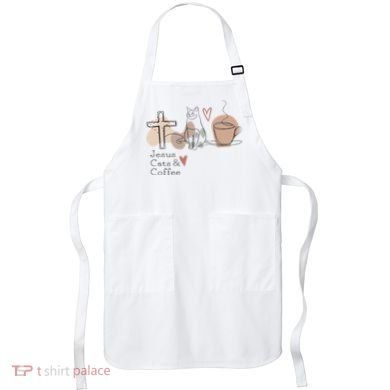 Jesus Cats And Coffee Minimalist Design Apron