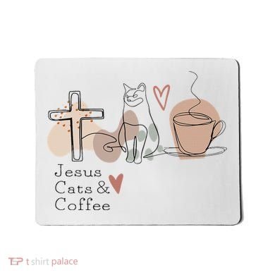 Jesus Cats And Coffee Minimalist Design Mousepad