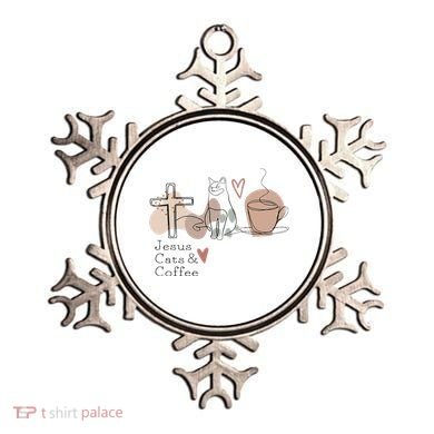 Jesus Cats And Coffee Minimalist Design Ornament