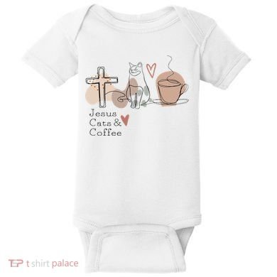Jesus Cats And Coffee Minimalist Design Baby Bodysuit