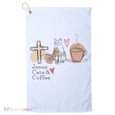 Jesus Cats And Coffee Minimalist Design Golf Towel