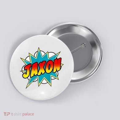 Jaxon Comic Book Superhero Name Button