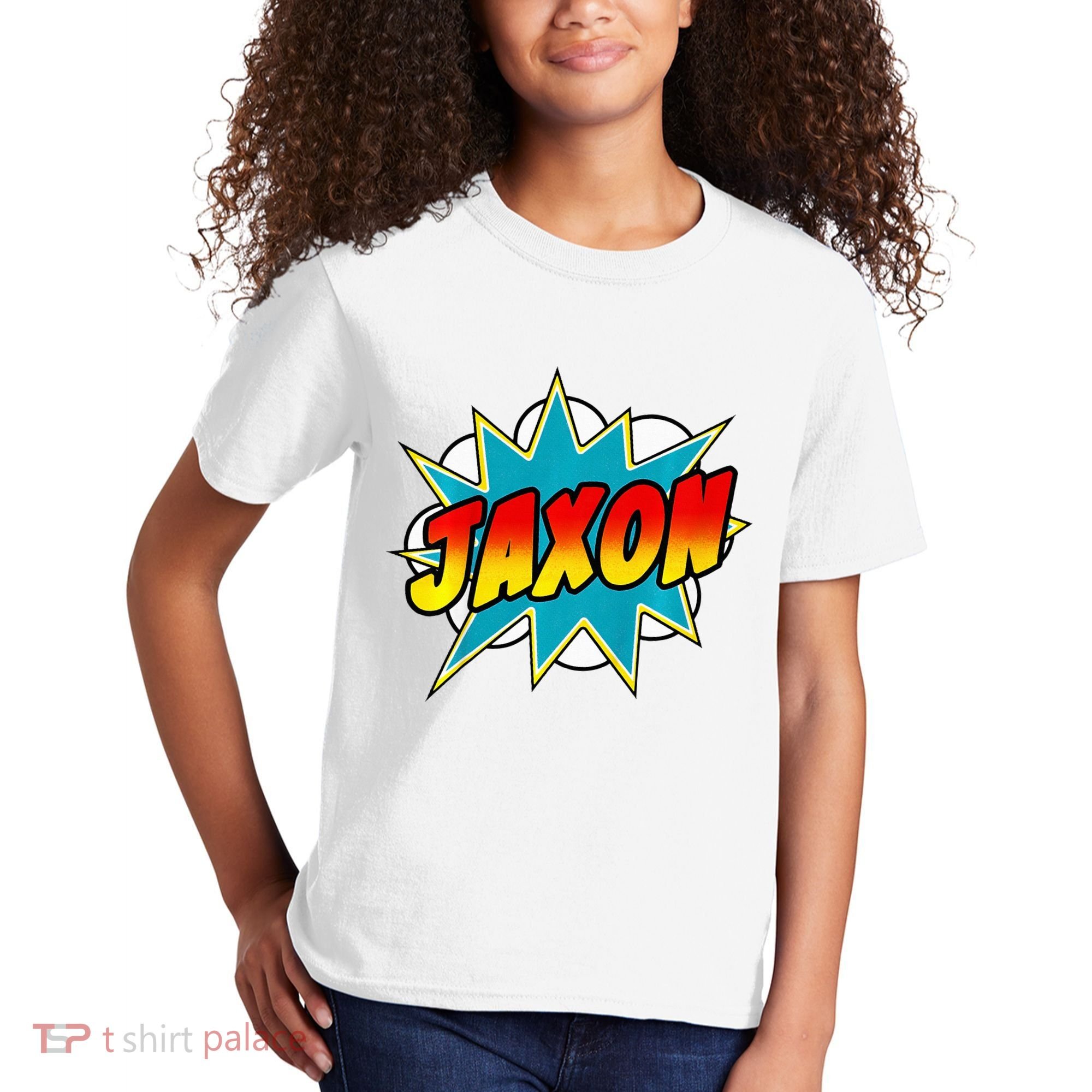 Jaxon Comic Book Superhero Name Kids T-Shirt