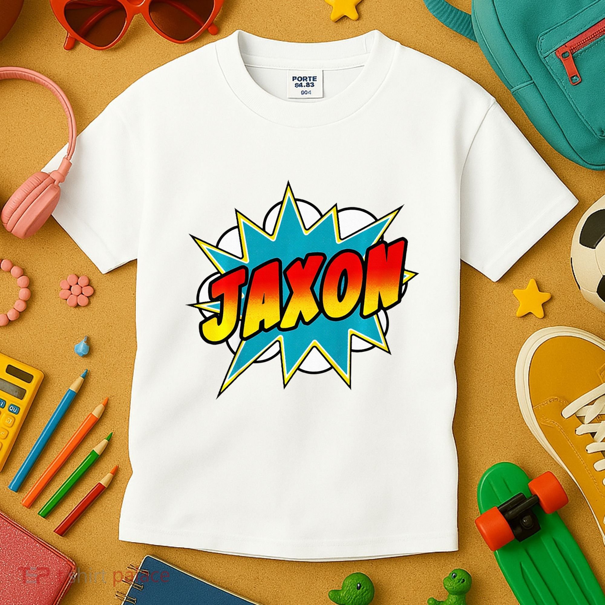 Jaxon Comic Book Superhero Name Kids T-Shirt