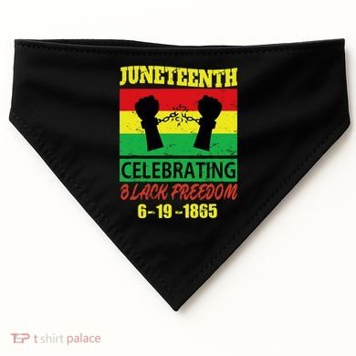 Juneteenth Celebrating Black Freedom 1865 Flag USA-Made Doggie Bandana
