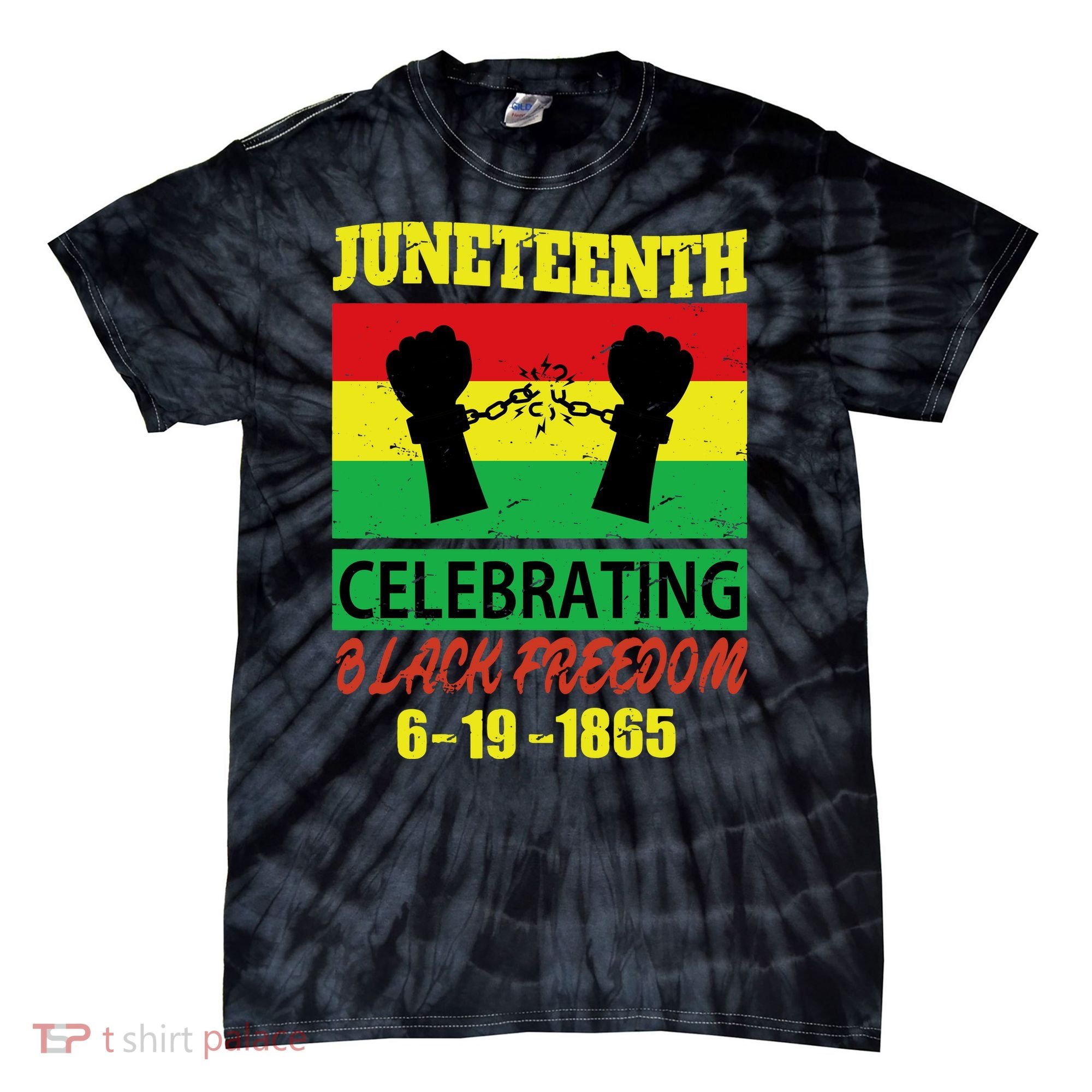Juneteenth Celebrating Black Freedom 1865 Flag Tie-Dye T-Shirt