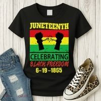 Juneteenth Celebrating Black Freedom 1865 Flag Women's T-Shirt thumb 3