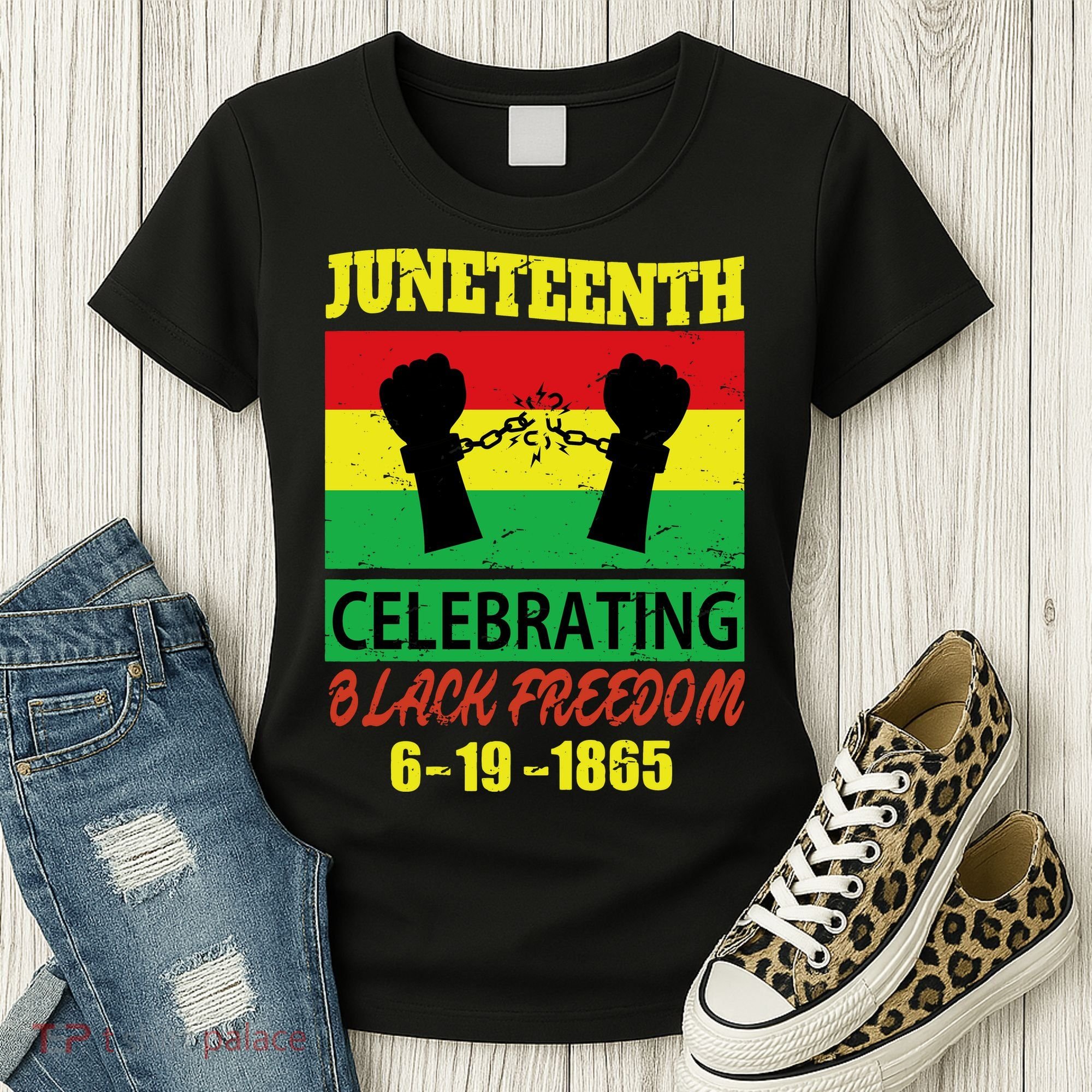Juneteenth Celebrating Black Freedom 1865 Flag Women's T-Shirt