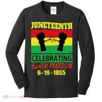 Juneteenth Celebrating Black Freedom 1865 Flag Kids Long Sleeve Shirt thumb 0