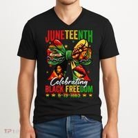 Juneteenth Celebrating Black Freedom 1865 African American V-Neck T-Shirt thumb 2