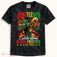 Juneteenth Celebrating Black Freedom 1865 African American Kids Tie-Dye T-Shirt thumb 0