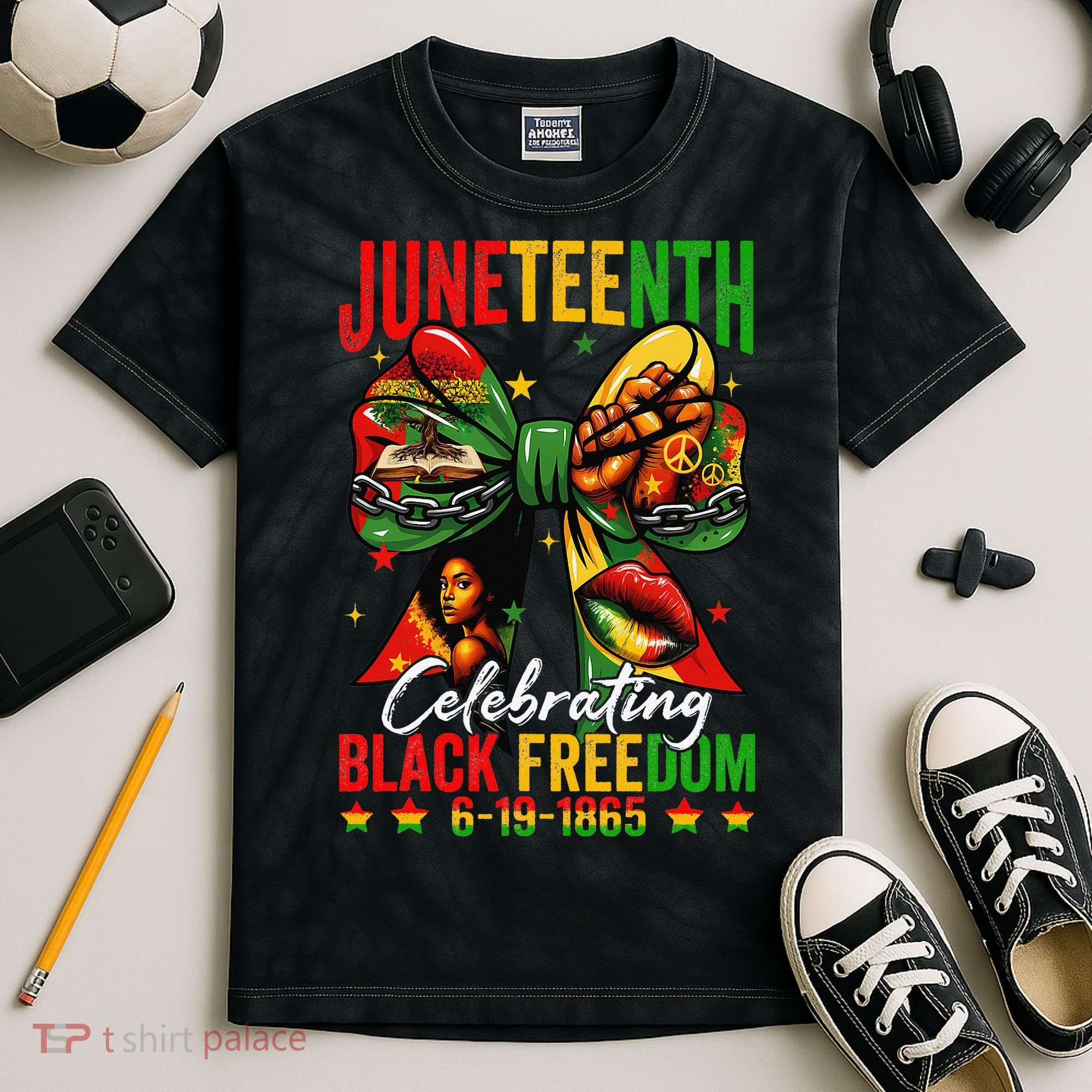 Juneteenth Celebrating Black Freedom 1865 African American Kids Tie-Dye T-Shirt