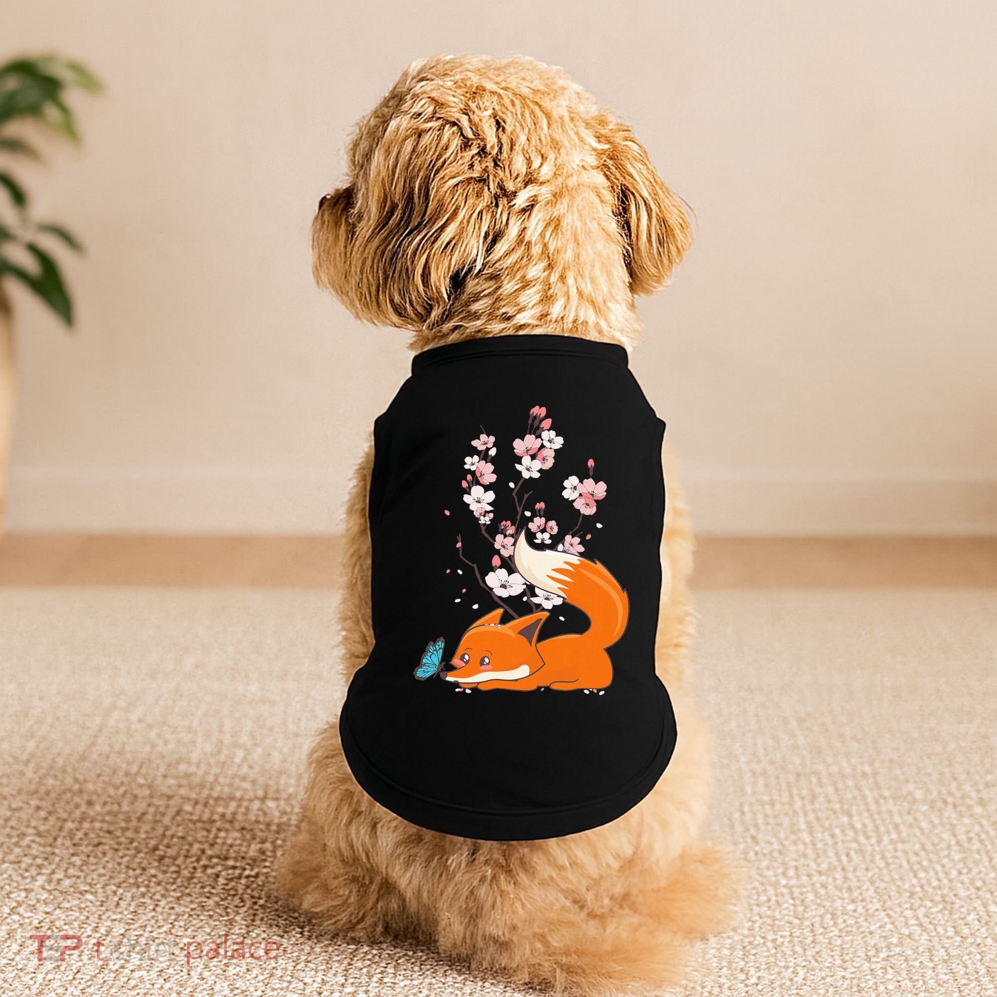 Japanese Cherry Blossom Flower Sakura Kawaii Fox Doggie Tank