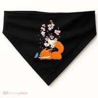 Japanese Cherry Blossom Flower Sakura Kawaii Fox USA-Made Doggie Bandana thumb 0