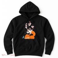 Japanese Cherry Blossom Flower Sakura Kawaii Fox Hoodie thumb 0