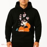 Japanese Cherry Blossom Flower Sakura Kawaii Fox Hoodie thumb 2