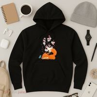 Japanese Cherry Blossom Flower Sakura Kawaii Fox Hoodie thumb 3