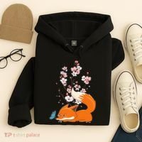 Japanese Cherry Blossom Flower Sakura Kawaii Fox Hoodie thumb 4