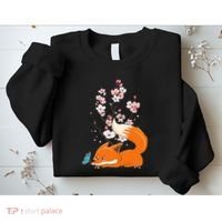 Japanese Cherry Blossom Flower Sakura Kawaii Fox Sweatshirt thumb 2